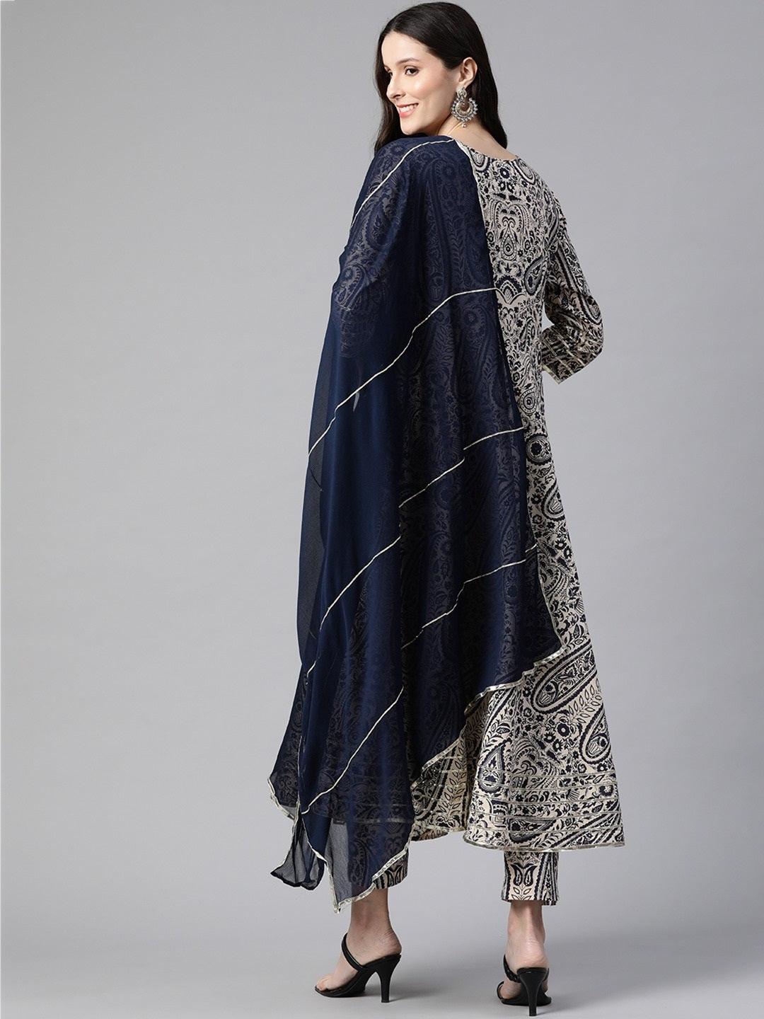 Beige Cotton Straight Kurta Pant Set With Dupatta | LASVINI - Redefining Indian Fashion with Elegance