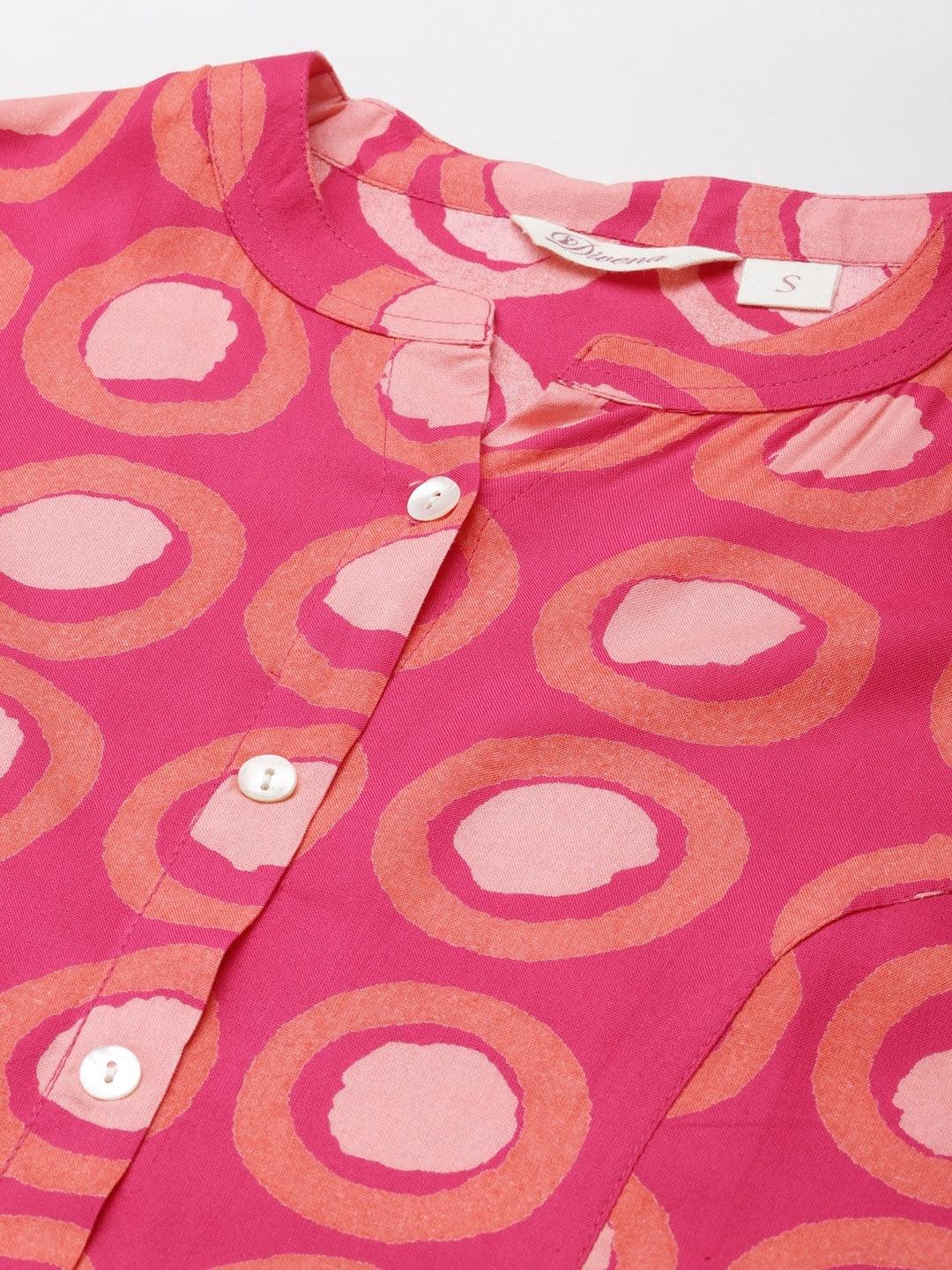 Pink Rayon Shirt Style Top | LASVINI - Redefining Indian Fashion with Elegance