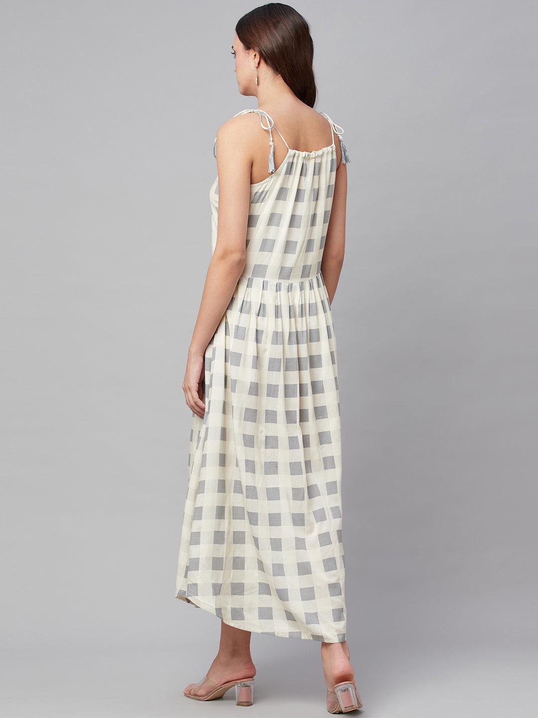 White Rayon Shoulder Straps Dress | LASVINI - Redefining Indian Fashion with Elegance