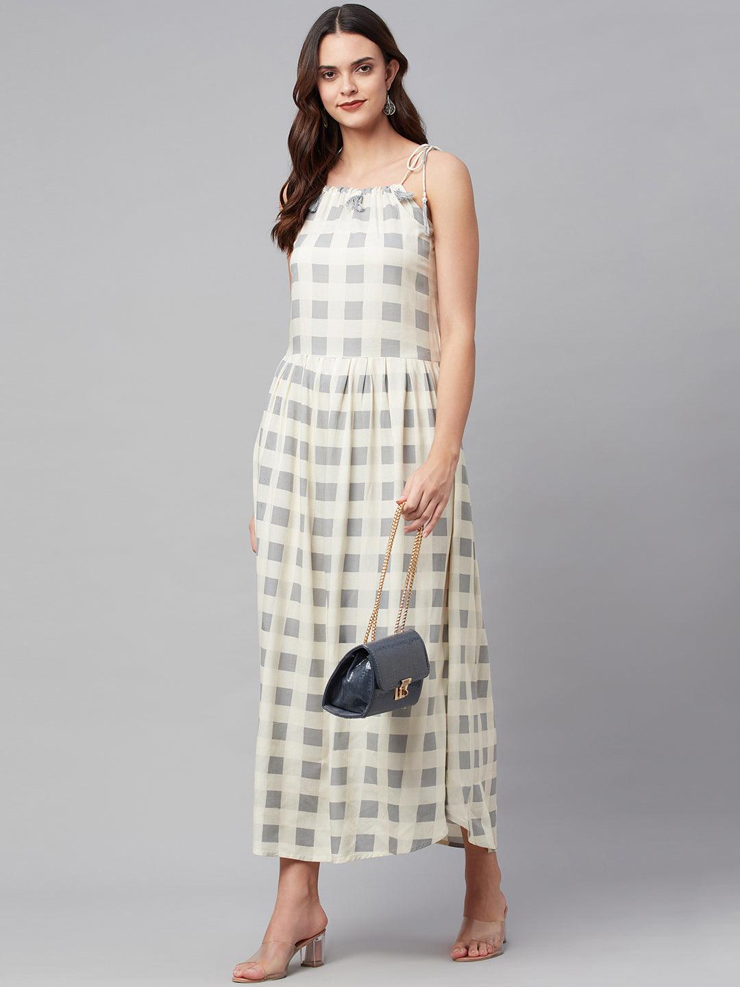 White Rayon Shoulder Straps Dress | LASVINI - Redefining Indian Fashion with Elegance