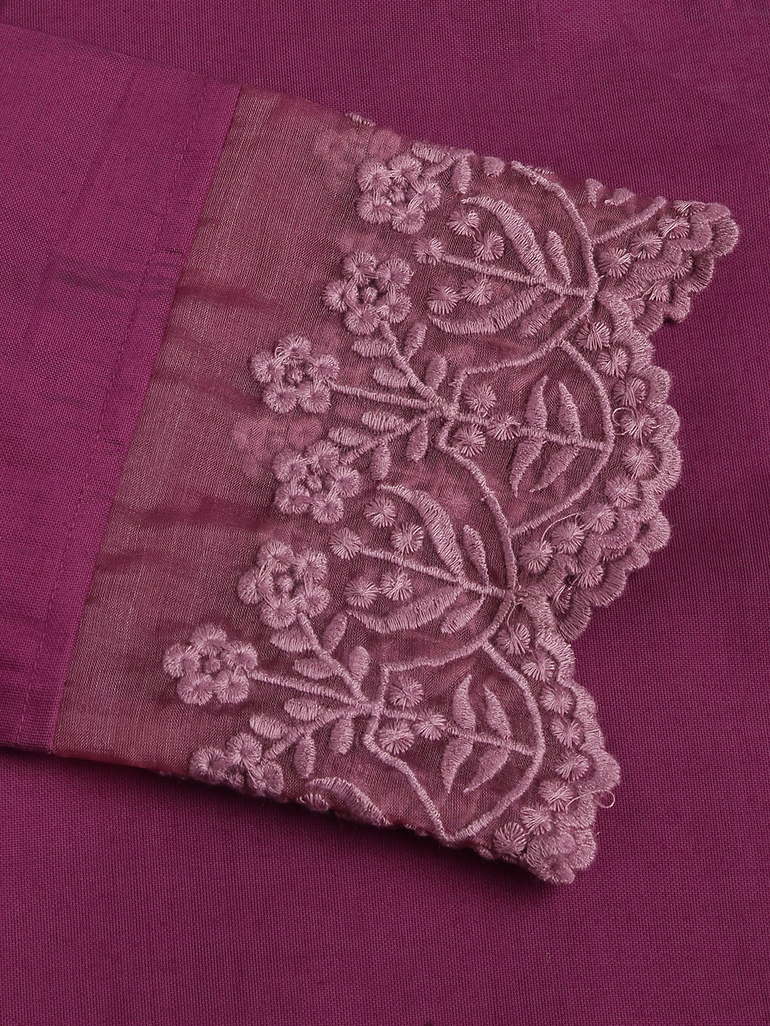 Solid Purple Chanderi Embroidered Kurta With Inner Trouser Inner & Dupatta Set | LASVINI - Redefining Indian Fashion with Elegance