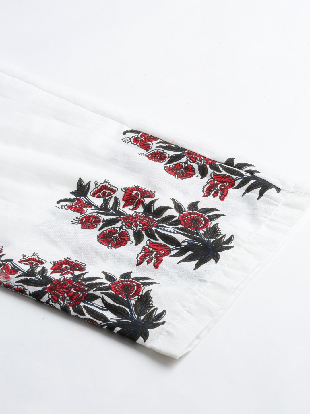 Women White Floral Kurta Pant Set With Chanderi Shurg | LASVINI - Redefining Indian Fashion with Elegance