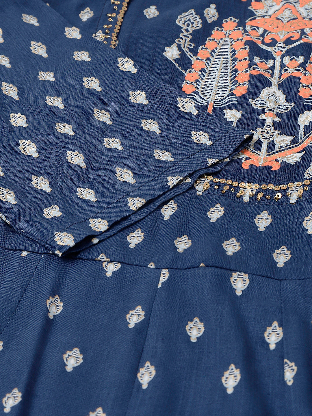 Women Indigo Ethnic Motif Rayon Anarkali Kurta | LASVINI - Redefining Indian Fashion with Elegance