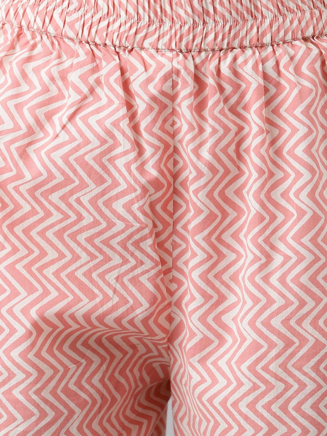 Pink Cotton Shirt Style Kurta Hem Cuffed Pant Co-Ord Set | LASVINI - Redefining Indian Fashion with Elegance