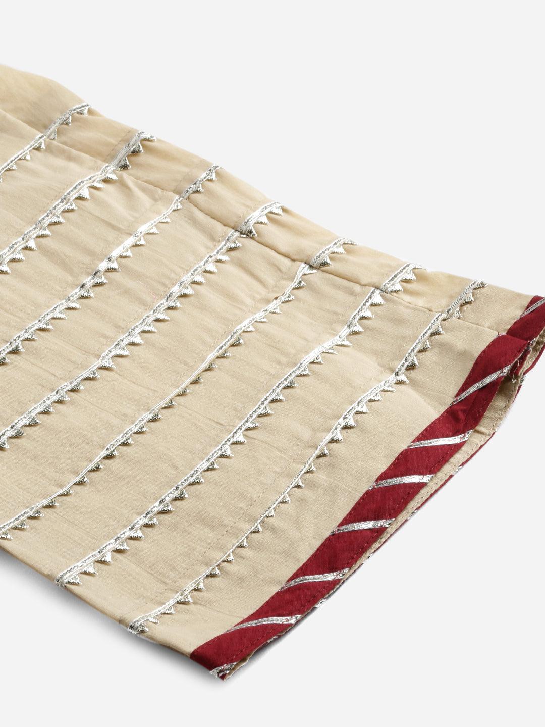 Beige Color Cotton Straight Kurta Pant Set With Dupatta | LASVINI - Redefining Indian Fashion with Elegance