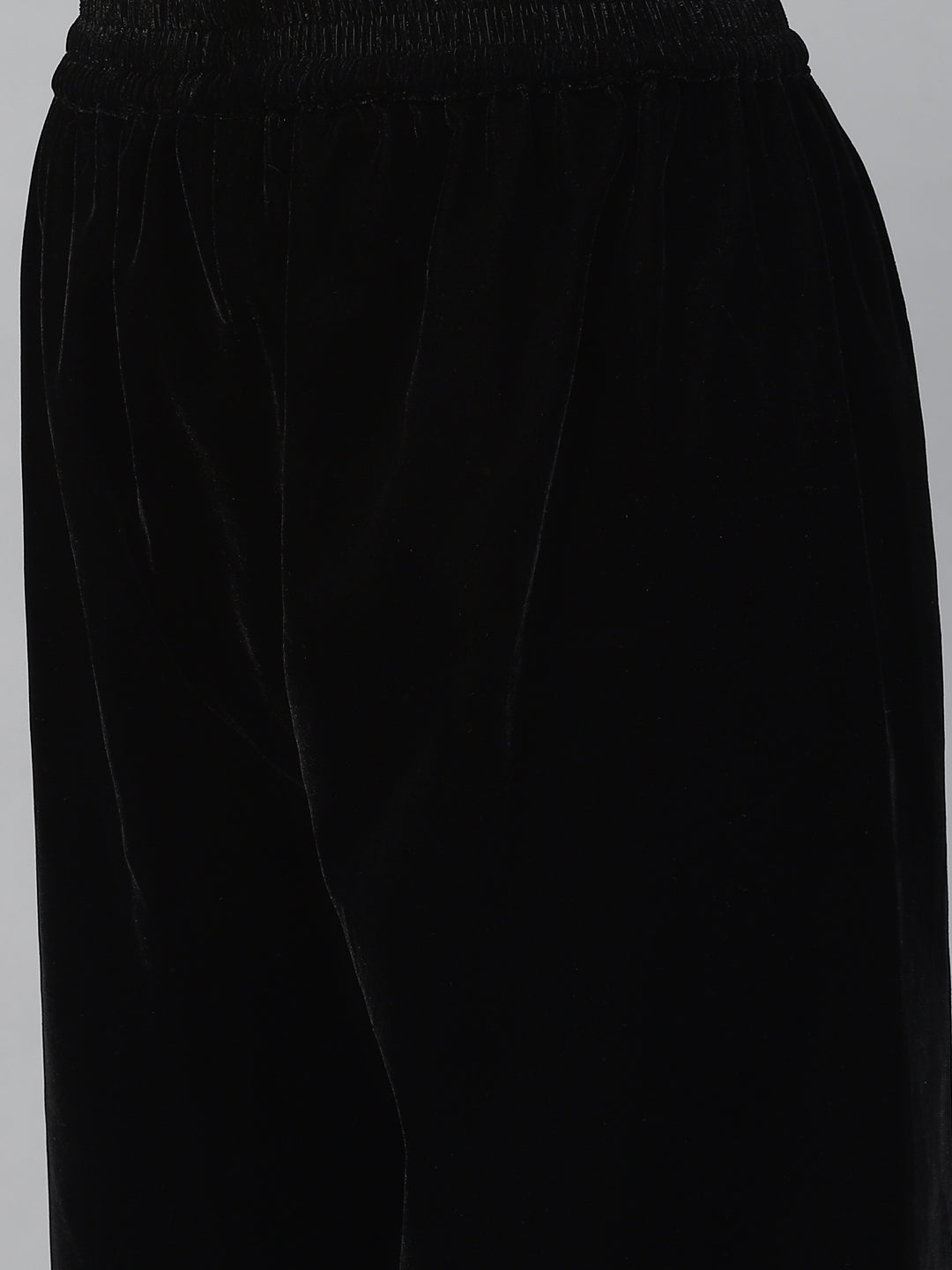 Women Black Burn Out Velvat Kurta Haram Pant With Organza Dupatta | LASVINI - Redefining Indian Fashion with Elegance