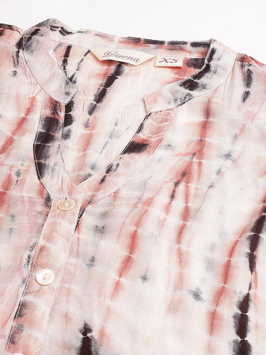 Cream Muslin Tie And Dye Kurta With Ham Cuffed Pant Set | LASVINI - Redefining Indian Fashion with Elegance