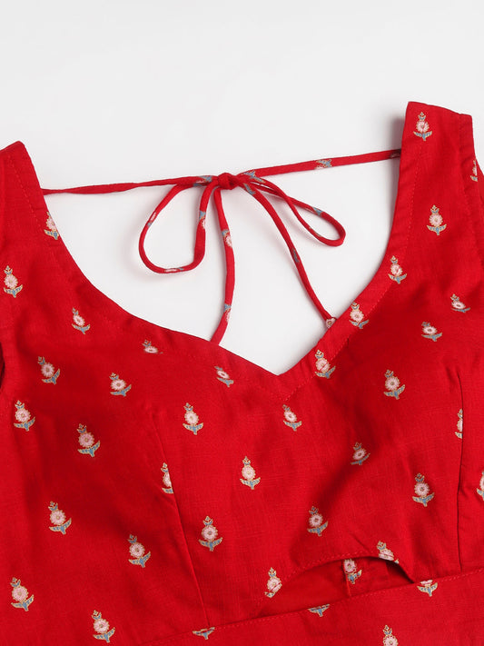 Ethnic Motifs Printed Maroon Lehenga & Blouse With Dupatta | LASVINI - Redefining Indian Fashion with Elegance