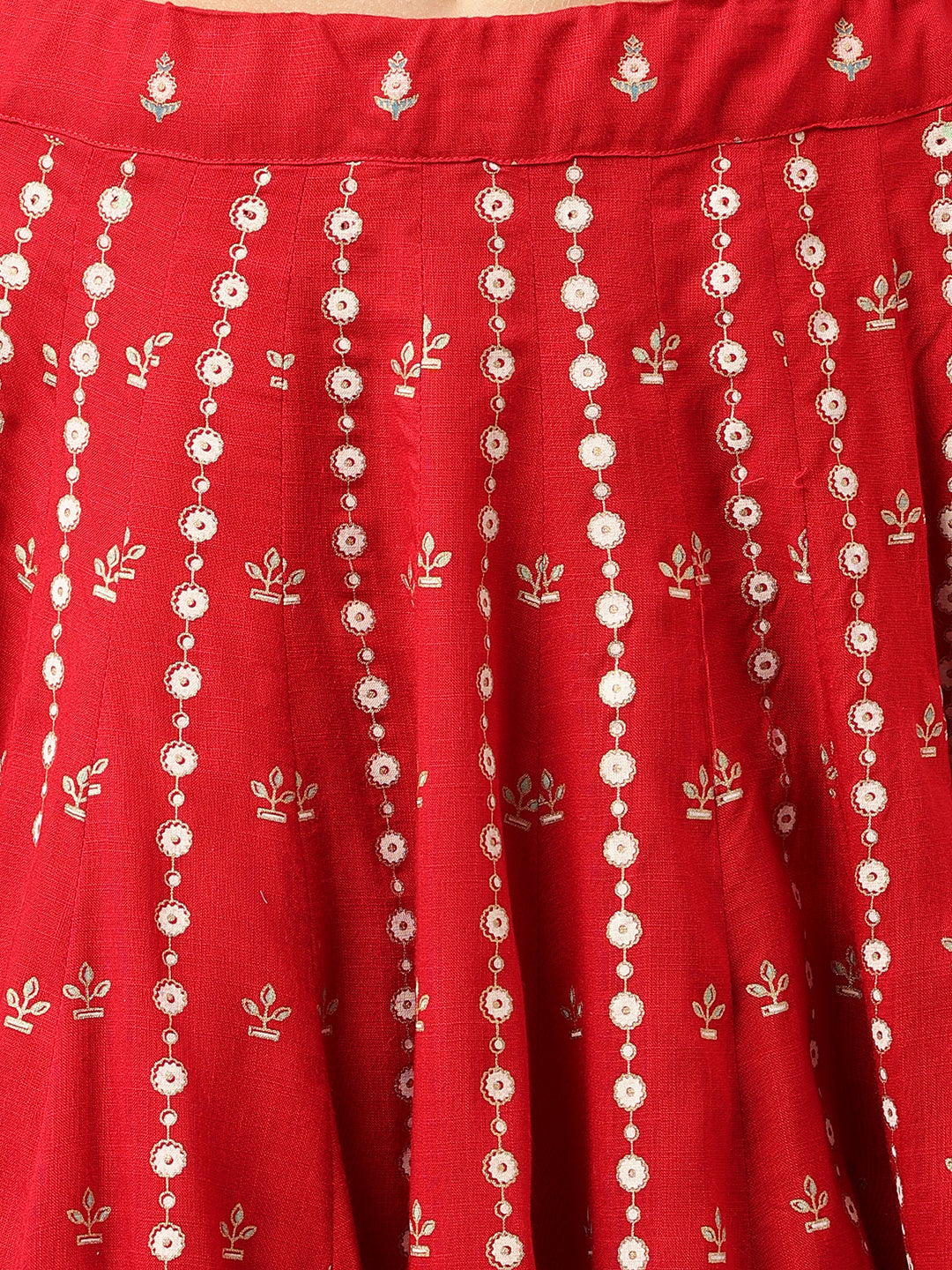 Ethnic Motifs Printed Maroon Lehenga & Blouse With Dupatta | LASVINI - Redefining Indian Fashion with Elegance