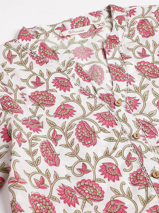 White Floral Printed Anarkali Kurta Palazzo Sets | LASVINI - Redefining Indian Fashion with Elegance