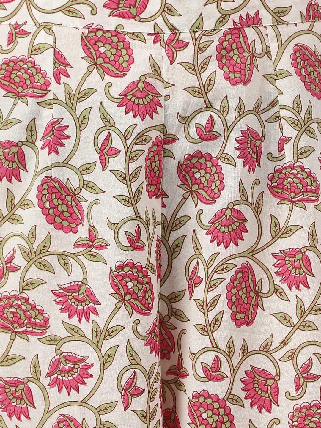 White Floral Printed Anarkali Kurta Palazzo Sets | LASVINI - Redefining Indian Fashion with Elegance