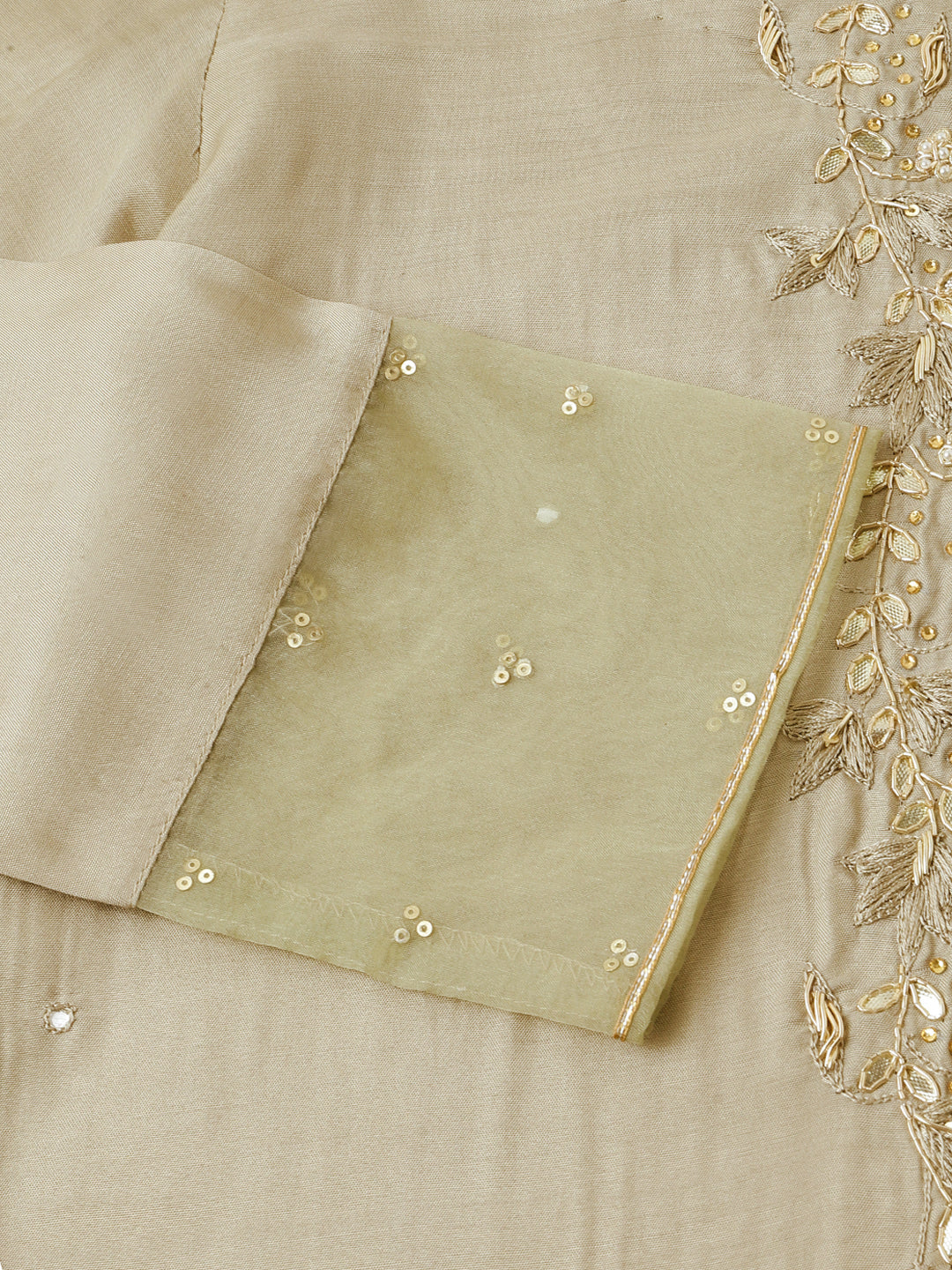 Green Embroidered Chanderi Kurta, Trouser With Dupatta | LASVINI - Redefining Indian Fashion with Elegance