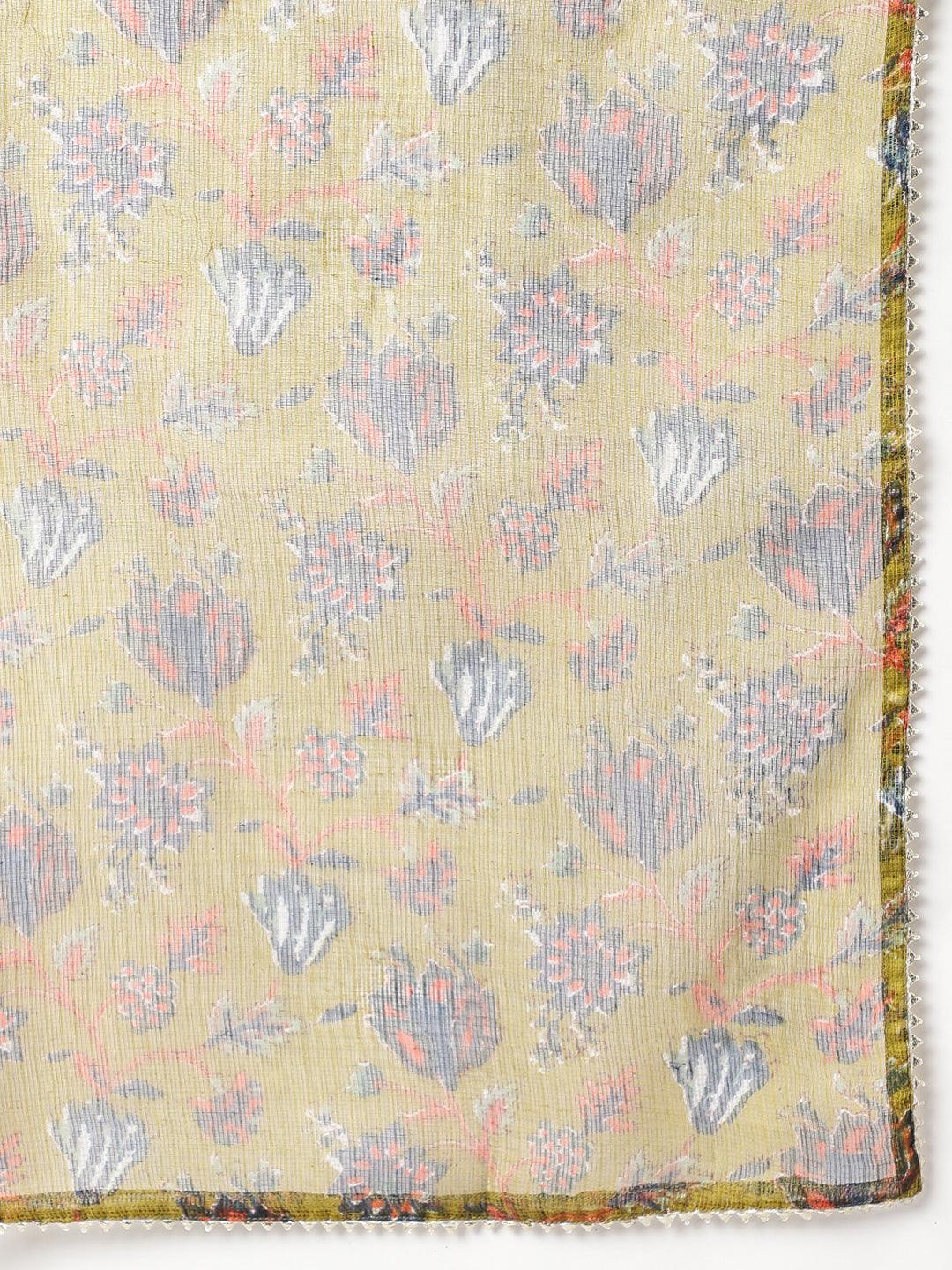 Blue Floral Printed Kurta Pant Set With Dupatta | LASVINI - Redefining Indian Fashion with Elegance