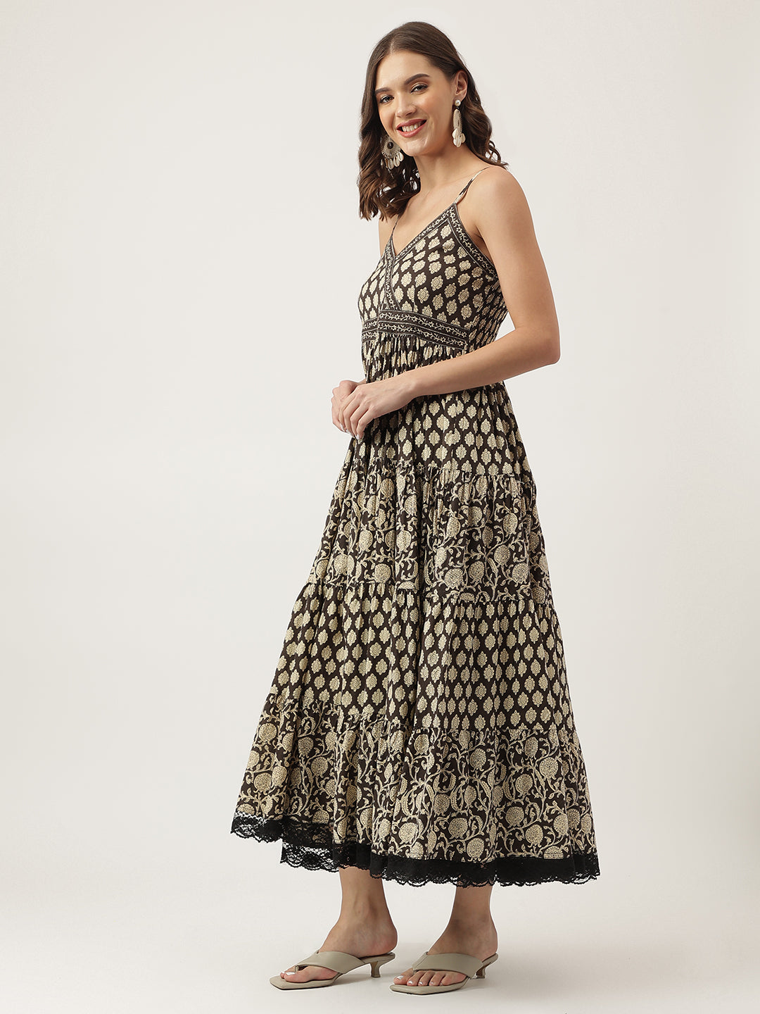 Floral Printed Cotton Empire Ethnic Dress | LASVINI - Redefining Indian Fashion with Elegance