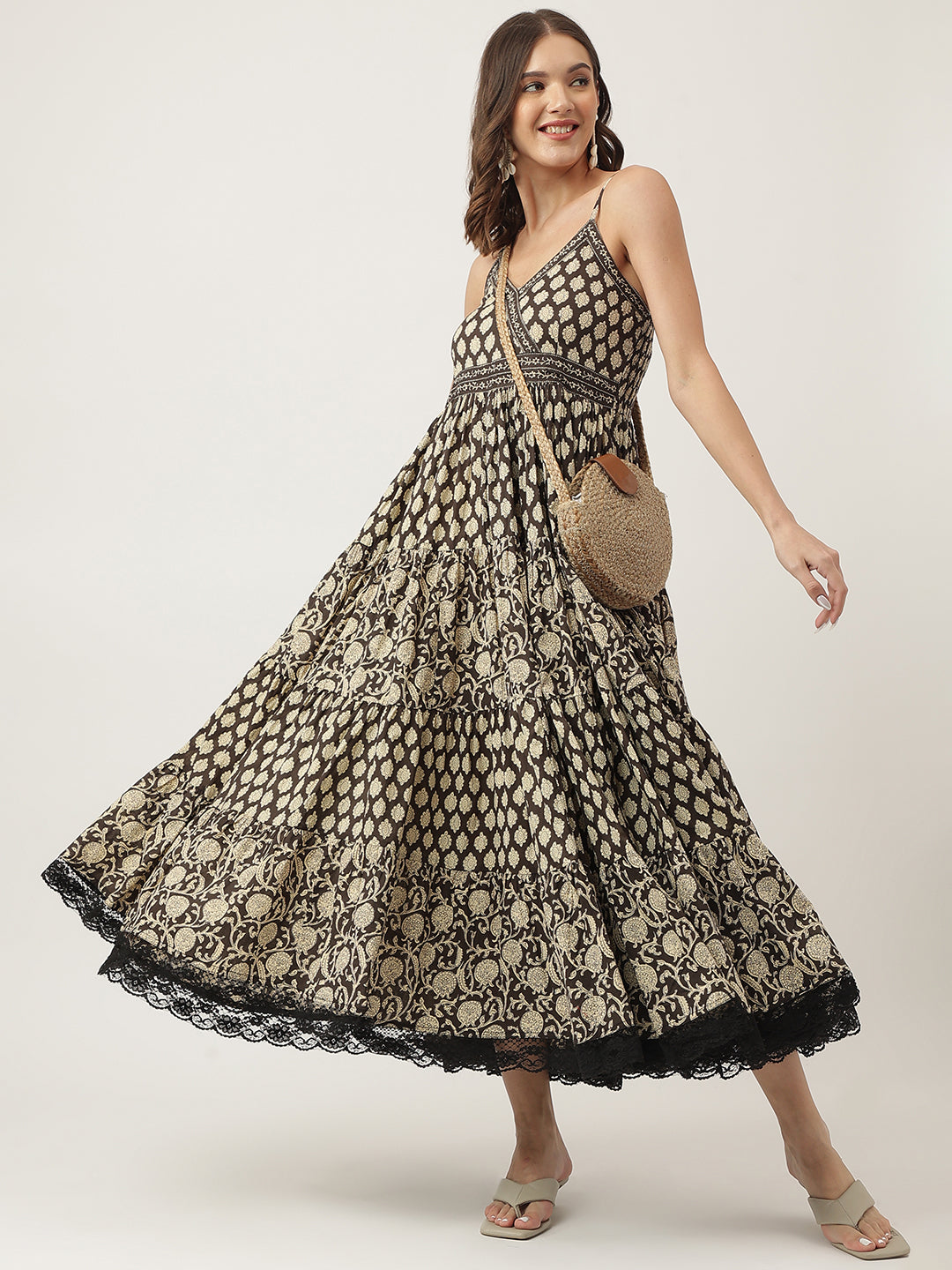 Floral Printed Cotton Empire Ethnic Dress | LASVINI - Redefining Indian Fashion with Elegance
