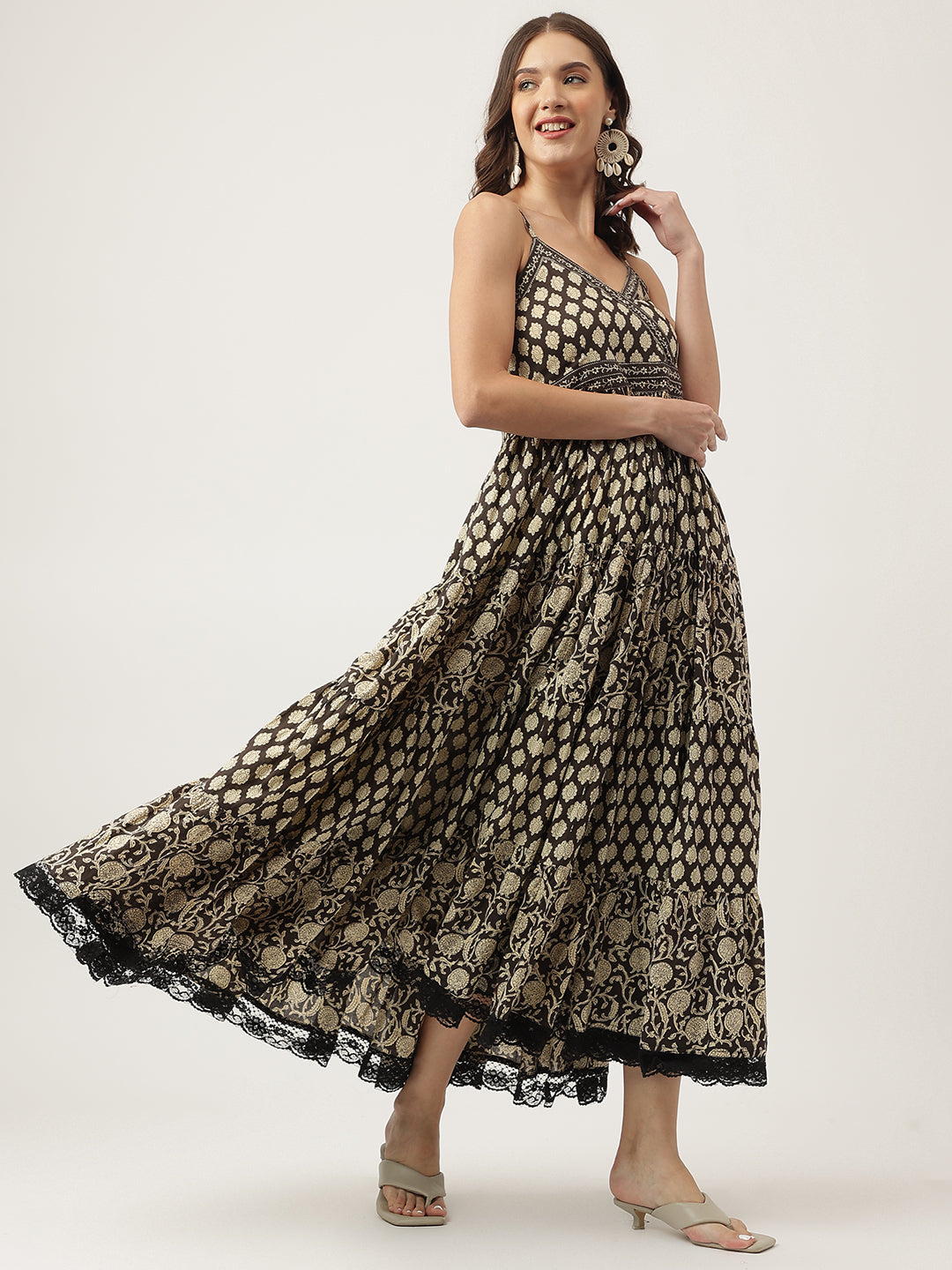 Floral Printed Cotton Empire Ethnic Dress | LASVINI - Redefining Indian Fashion with Elegance