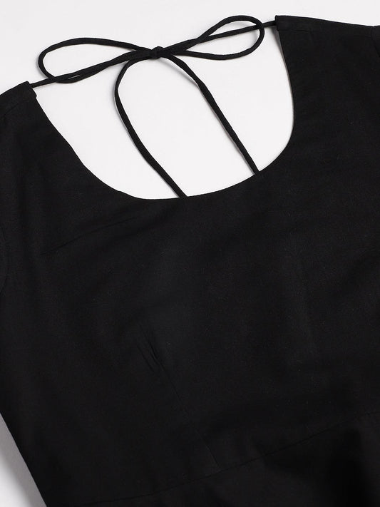 Black Solid Anarkali Kurta Pant Set With Dupatta | LASVINI - Redefining Indian Fashion with Elegance