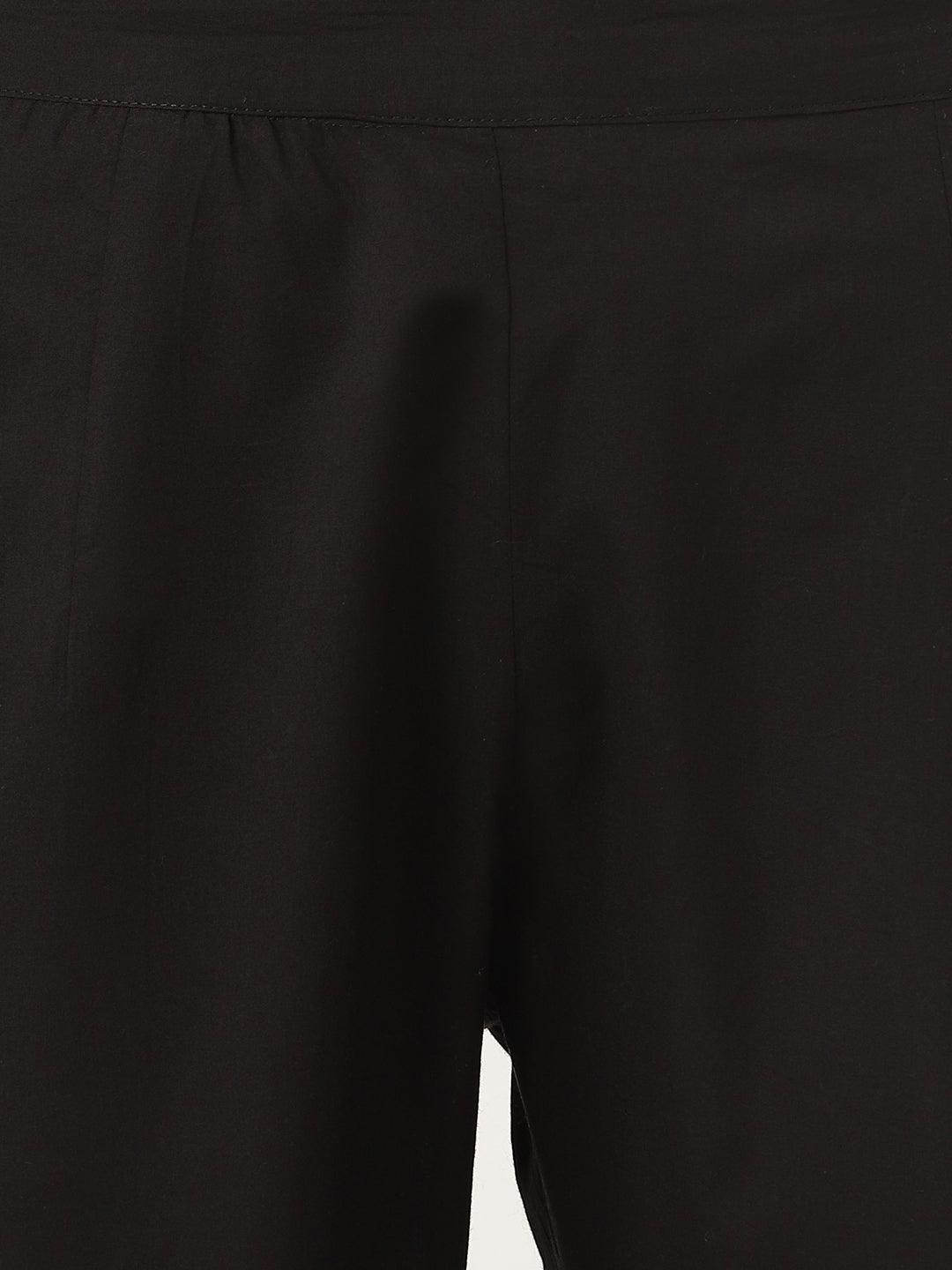 Black Solid Anarkali Kurta Pant Set With Dupatta | LASVINI - Redefining Indian Fashion with Elegance