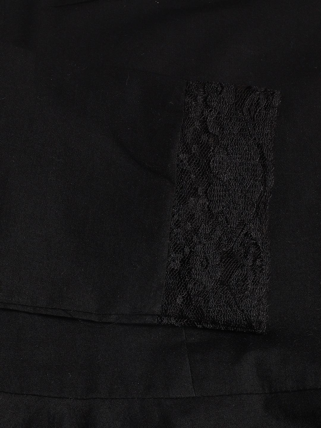 Black Solid Anarkali Kurta Pant Set With Dupatta | LASVINI - Redefining Indian Fashion with Elegance