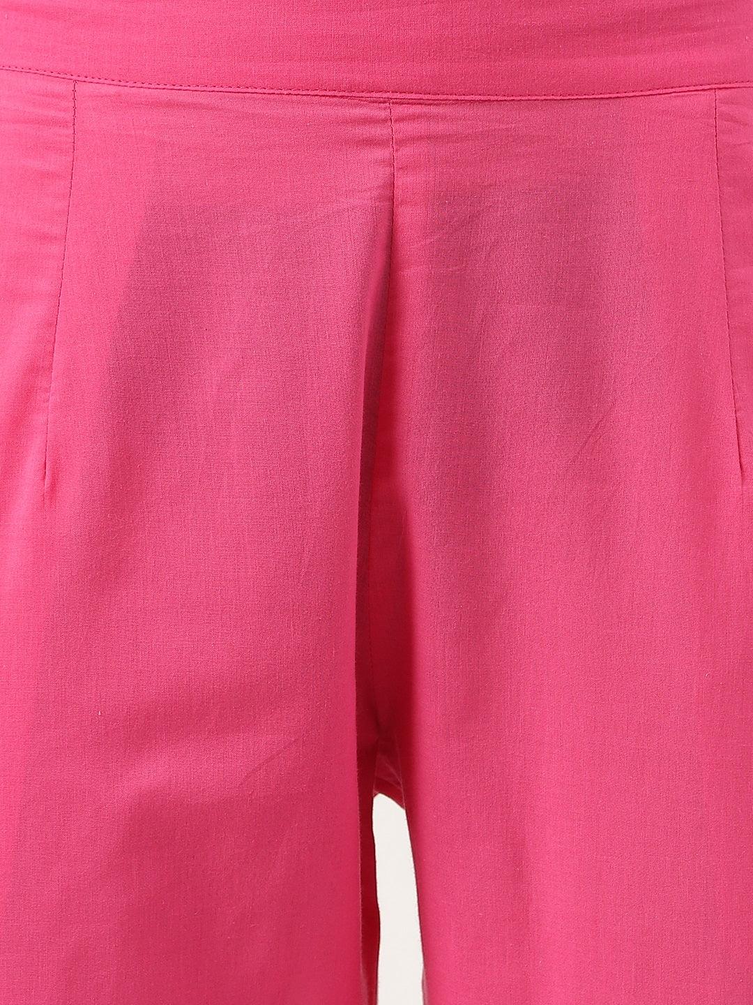 Pink Solid Anarkali Kurta Pant Set With Dupatta | LASVINI - Redefining Indian Fashion with Elegance