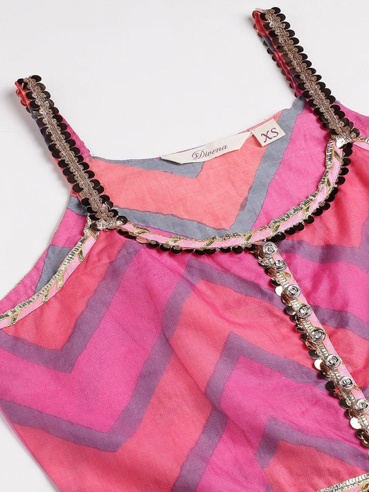 Turquoise Blue Cotton Sleeves Less Anarkali Sharara Set With Dupatta | LASVINI - Redefining Indian Fashion with Elegance