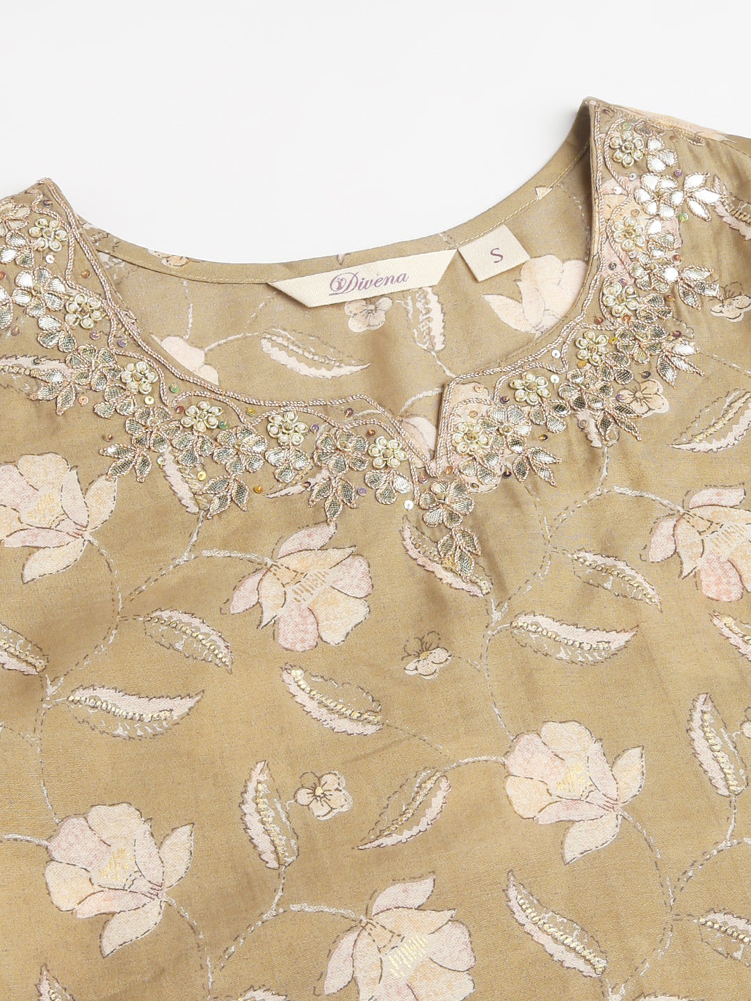 Olive Embroidered Cotton Kurta Trouser With Dupatta Set | LASVINI - Redefining Indian Fashion with Elegance