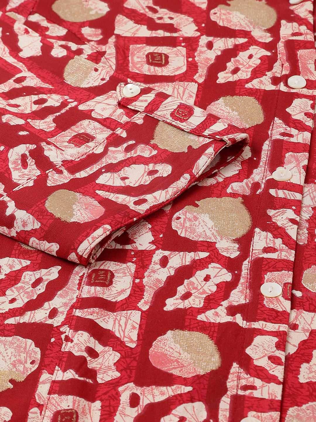 Women Red Abstract Printed Rayon A-Line Shirts Style Top | LASVINI - Redefining Indian Fashion with Elegance