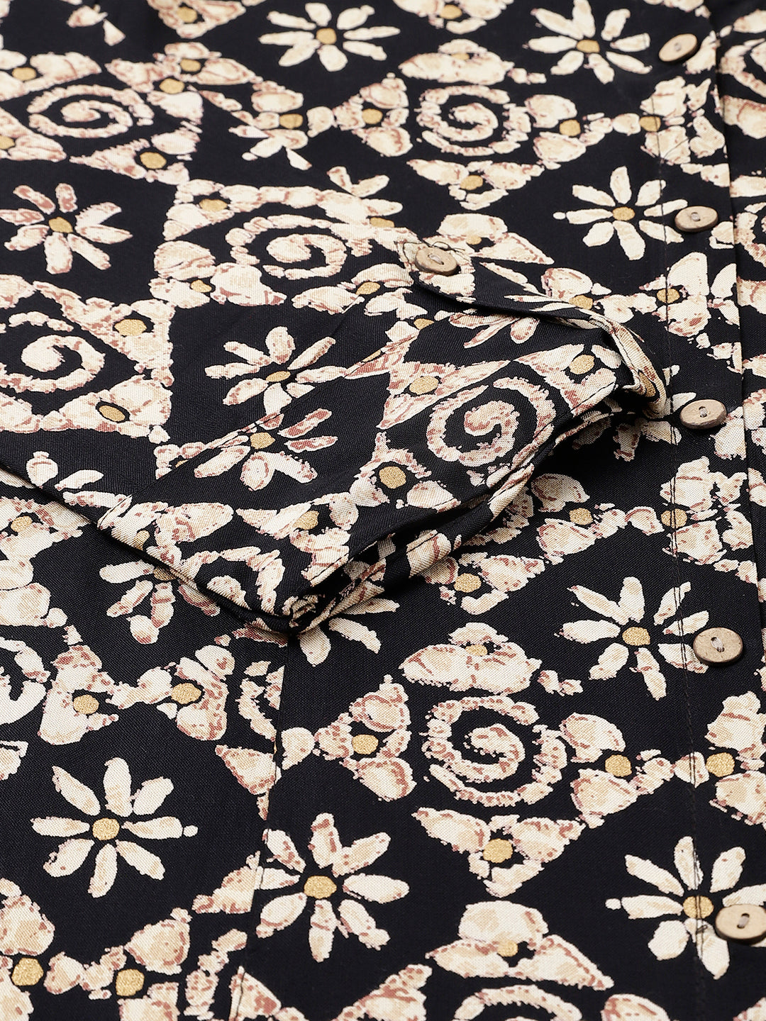 Women Black Floral Printed Rayon A-Line Shirts Style Top | LASVINI - Redefining Indian Fashion with Elegance