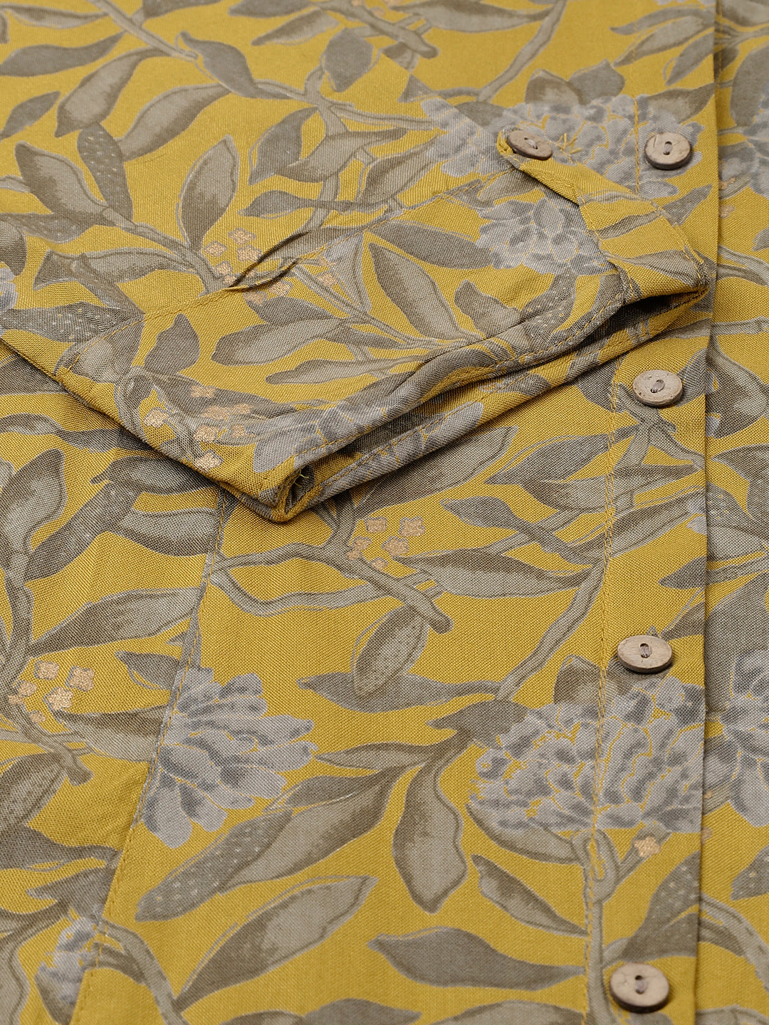 Women Mustard Floral Printed Rayon A-Line Shirts Style Top | LASVINI - Redefining Indian Fashion with Elegance