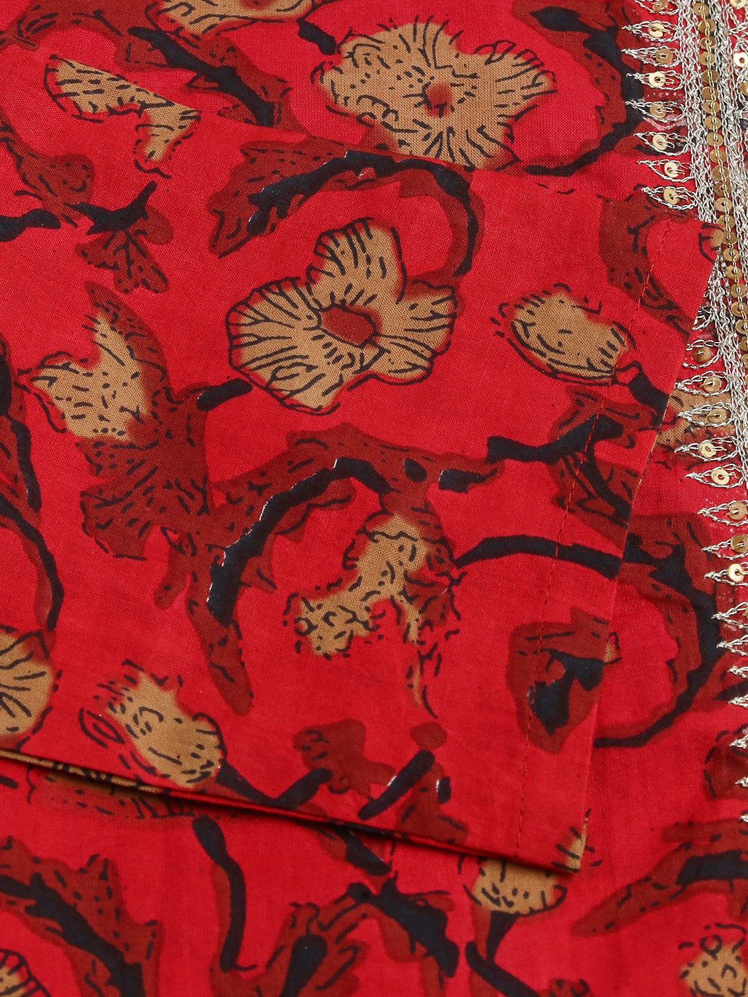 Floral Printed Cotton Kurta With Sharara Set | LASVINI - Redefining Indian Fashion with Elegance