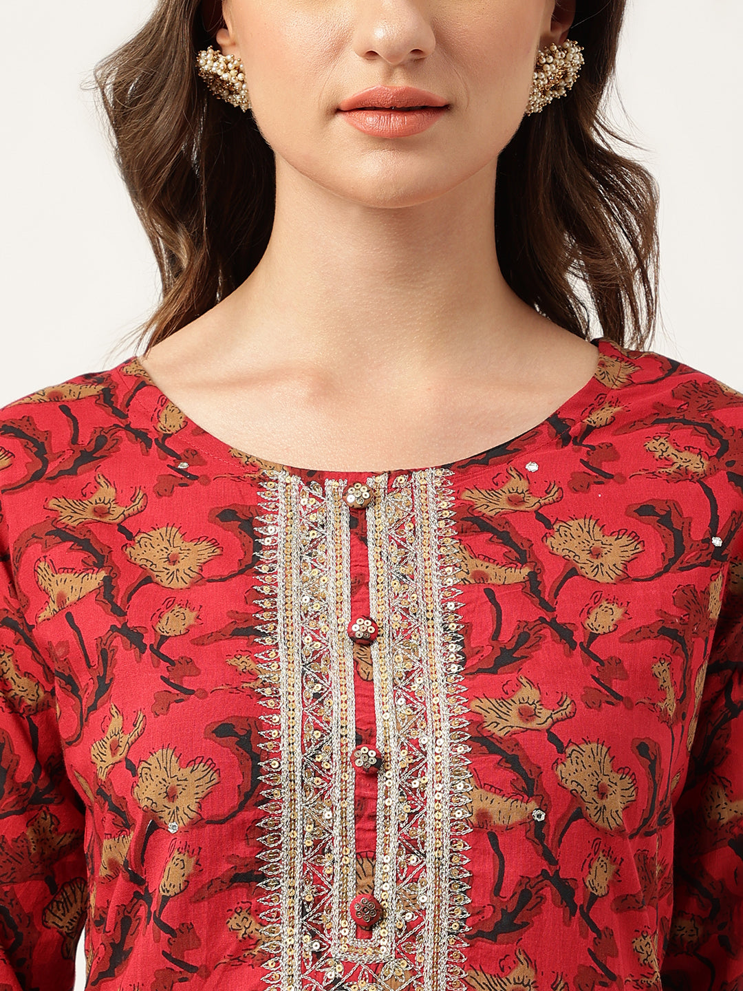 Floral Printed Cotton Kurta With Sharara Set | LASVINI - Redefining Indian Fashion with Elegance