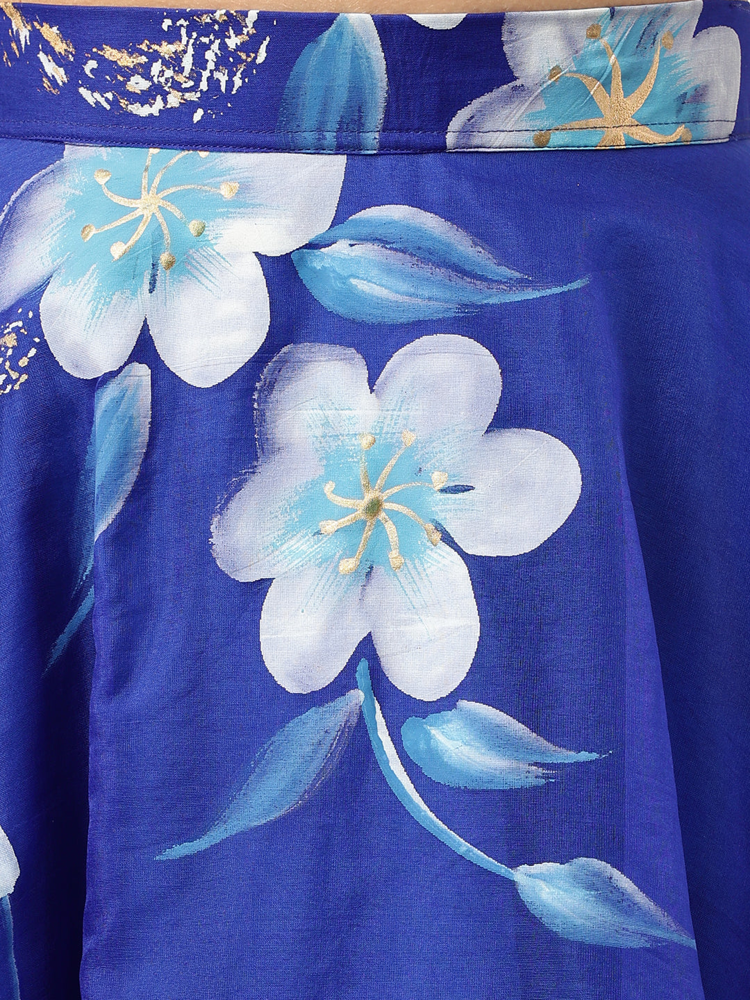 Blue Floral Hand Painted Lehenga & Blouse With Dupatta | LASVINI - Redefining Indian Fashion with Elegance