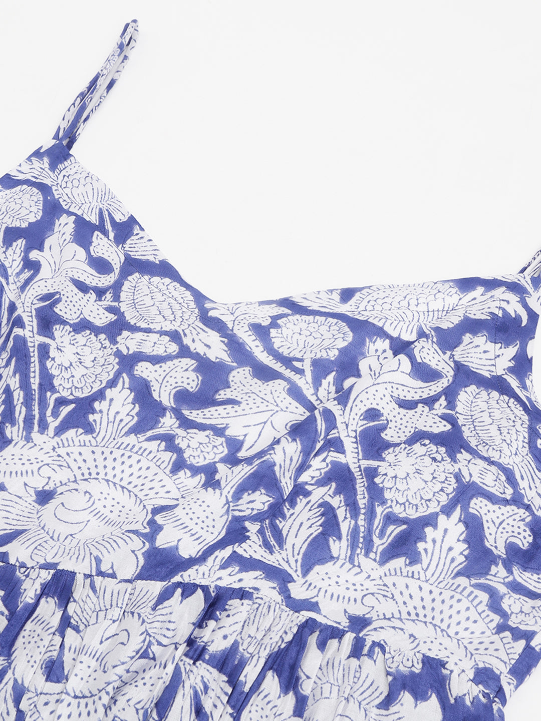 Blue Muslin Floral Printed Kurta, Trouser With Dupatta Set | LASVINI - Redefining Indian Fashion with Elegance