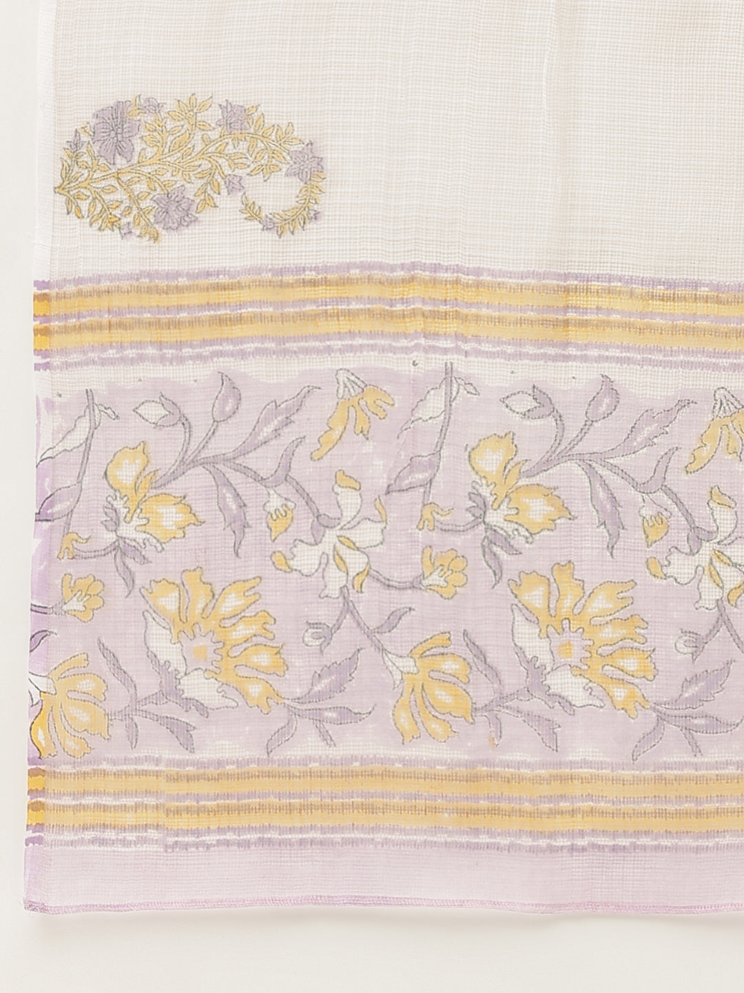 Lavender Printed Cotton Kurta, Trouser With Dupatta Set | LASVINI - Redefining Indian Fashion with Elegance