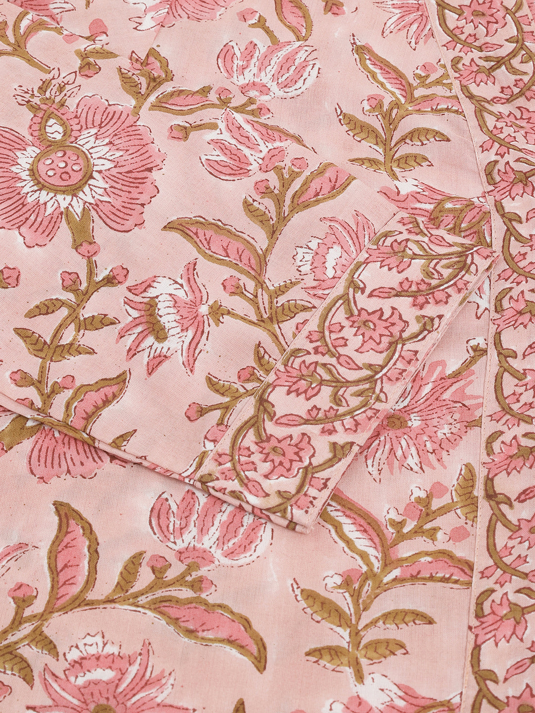 Pink Floral Printed Cotton Kurta, Trouser With Dupatta Set | LASVINI - Redefining Indian Fashion with Elegance