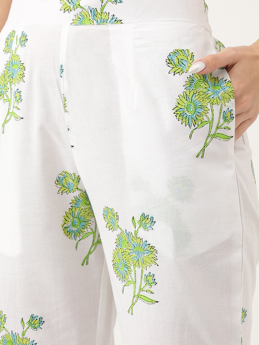Green Floral Printed Kurta Trouser & Dupatta Set | LASVINI - Redefining Indian Fashion with Elegance