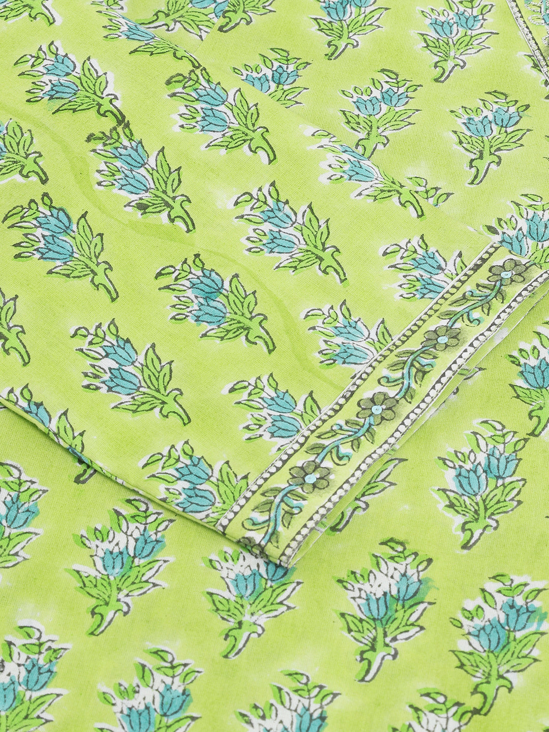 Green Floral Printed Kurta Trouser & Dupatta Set | LASVINI - Redefining Indian Fashion with Elegance