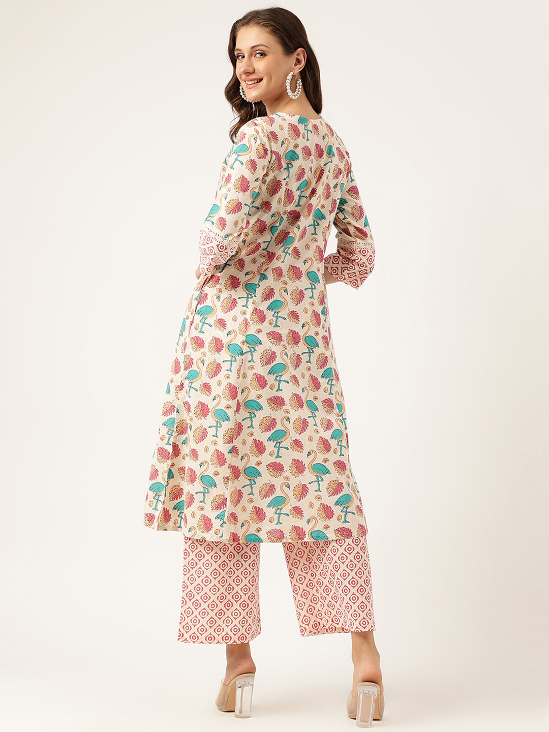 Floral Cotton Kurta With Trouser Set | LASVINI - Redefining Indian Fashion with Elegance