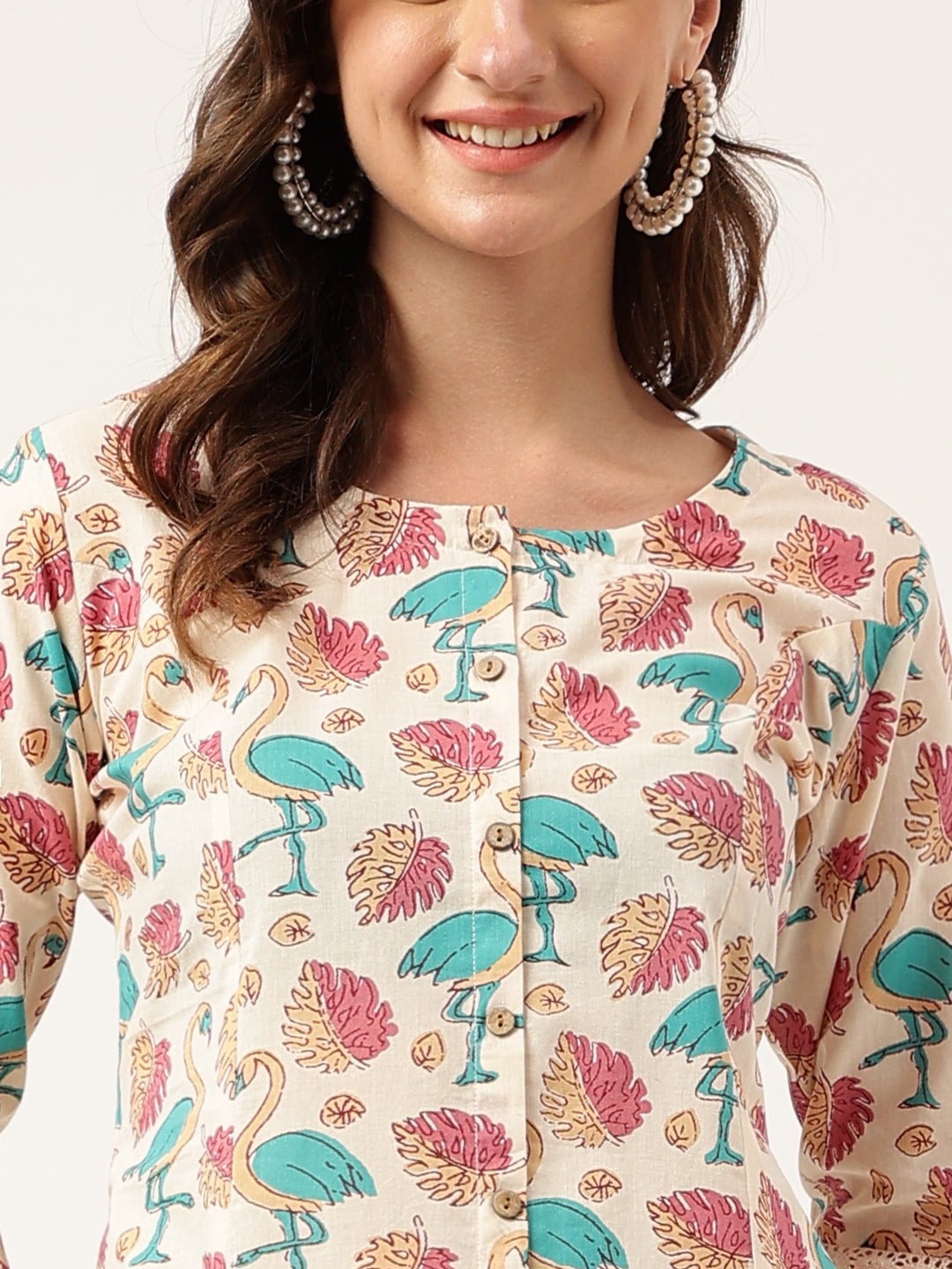 Floral Cotton Kurta With Trouser Set | LASVINI - Redefining Indian Fashion with Elegance