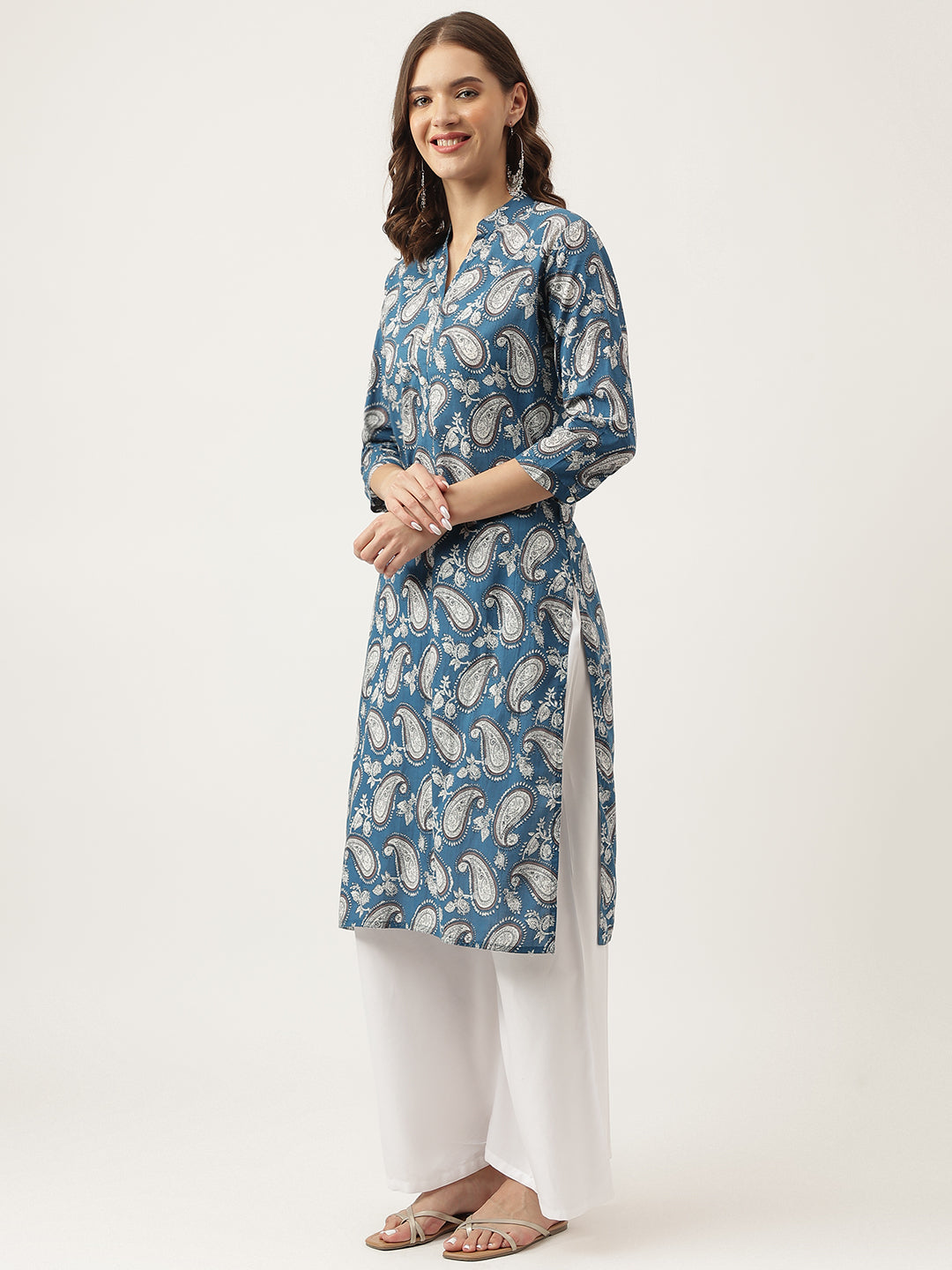 Paisley Print Straight Fit Cotton Kurta | LASVINI - Redefining Indian Fashion with Elegance