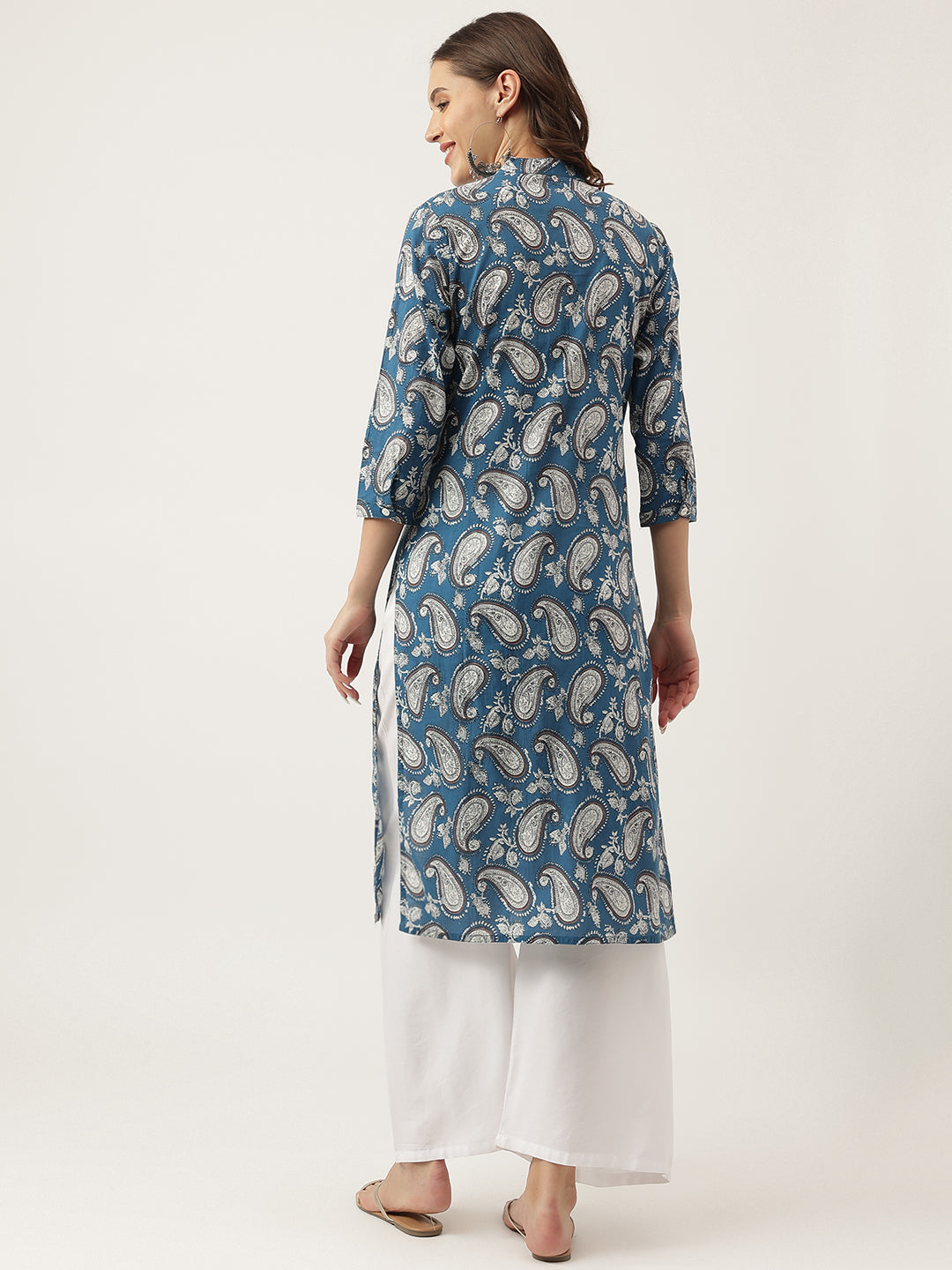 Paisley Print Straight Fit Cotton Kurta | LASVINI - Redefining Indian Fashion with Elegance