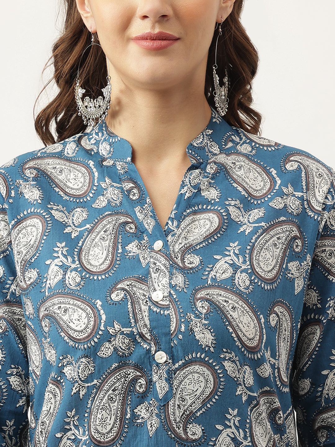 Paisley Print Straight Fit Cotton Kurta | LASVINI - Redefining Indian Fashion with Elegance