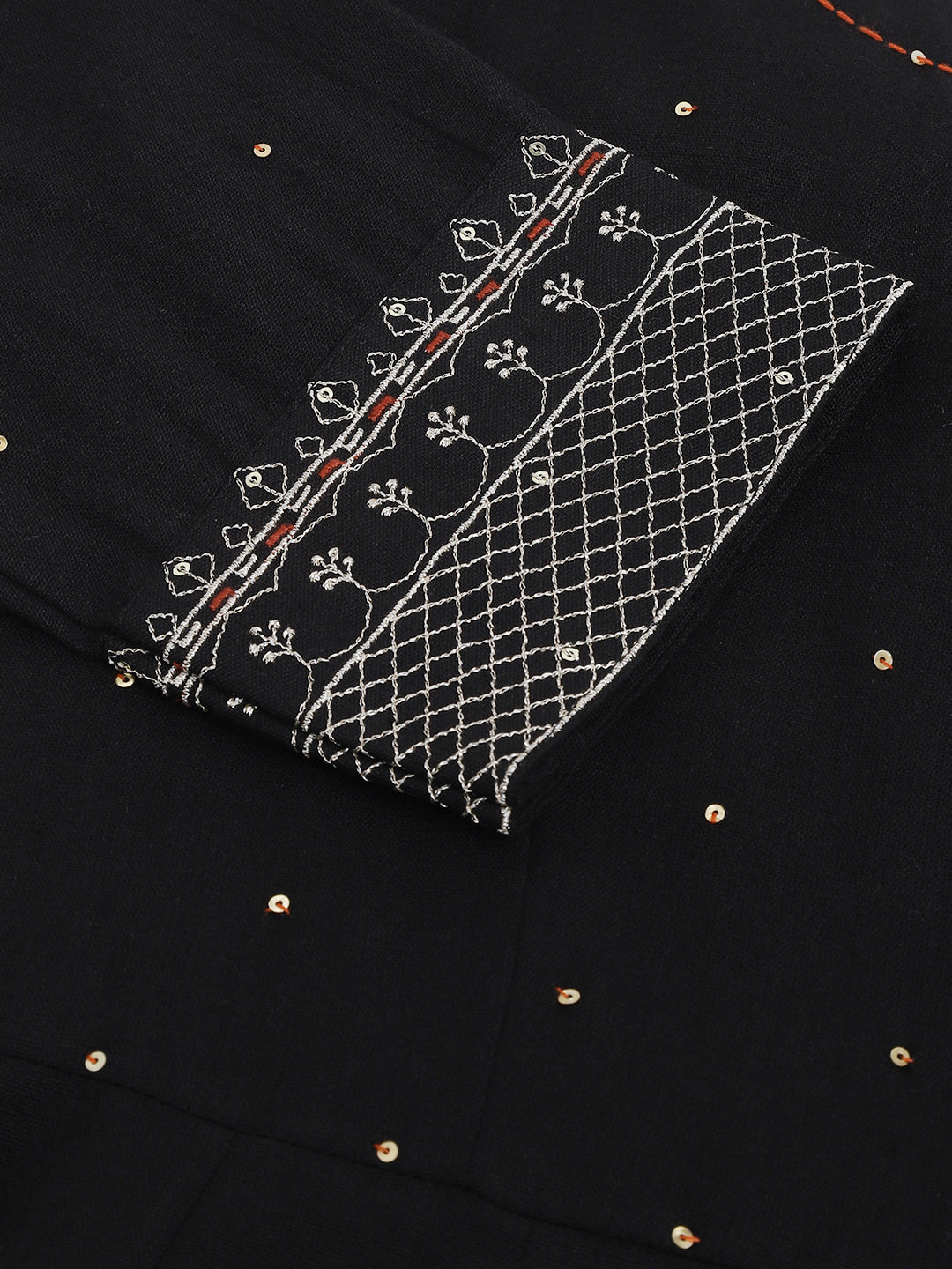 Black Embroidered Cotton Anarkali Kurta | LASVINI - Redefining Indian Fashion with Elegance