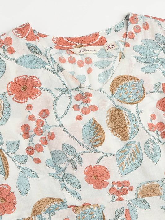 Women Floral Printed Pure Cotton Tunic With Trousers | LASVINI - Redefining Indian Fashion with Elegance