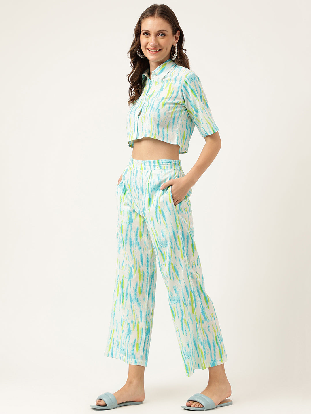 Women Tie And Dye Pure Cotton Shirt With Trousers | LASVINI - Redefining Indian Fashion with Elegance