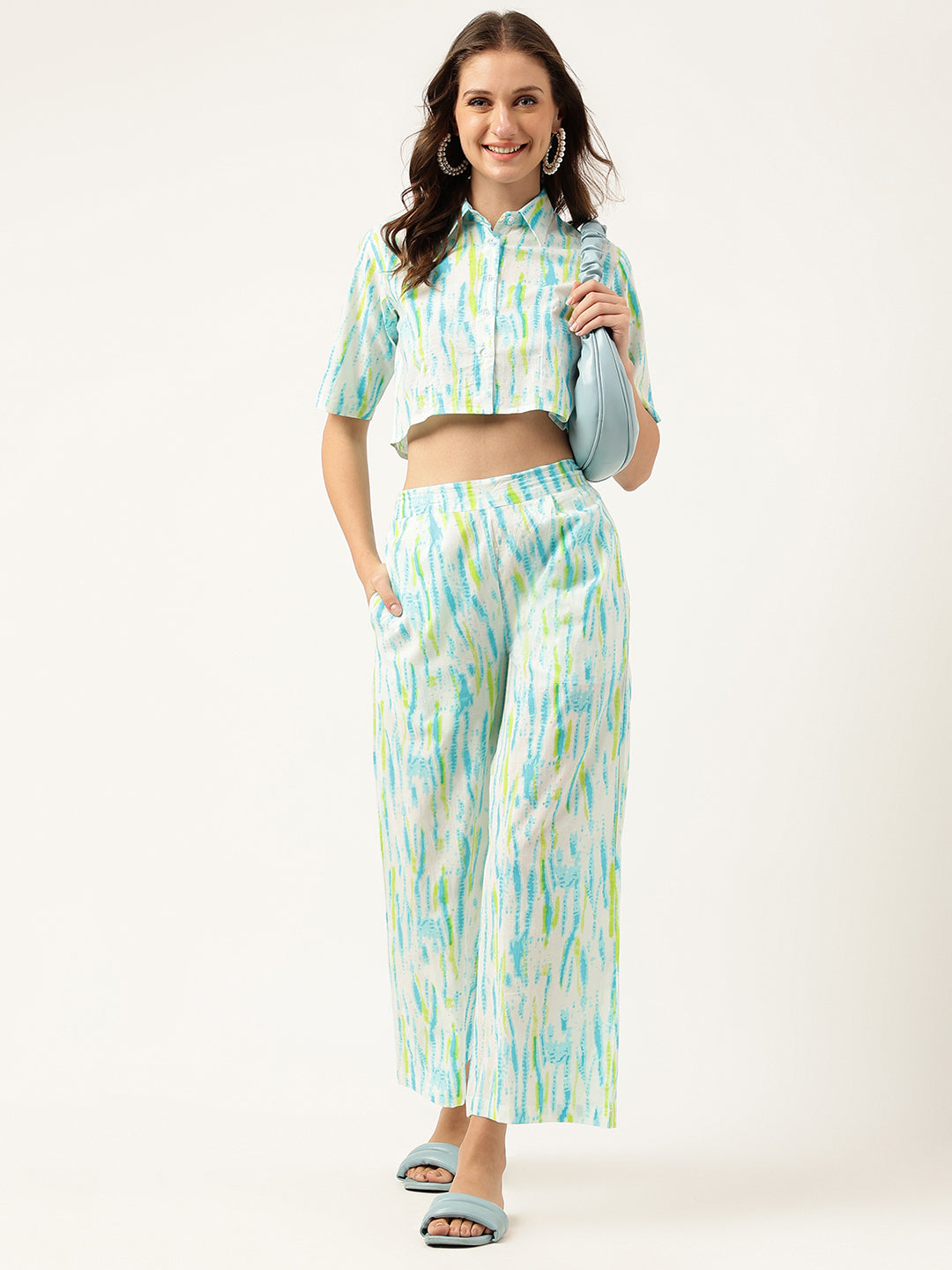 Women Tie And Dye Pure Cotton Shirt With Trousers | LASVINI - Redefining Indian Fashion with Elegance