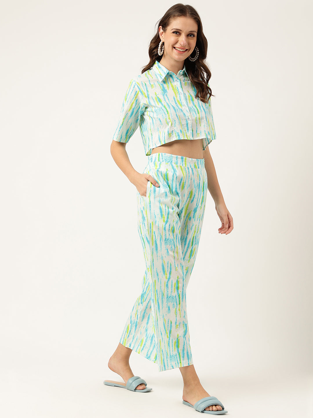 Women Tie And Dye Pure Cotton Shirt With Trousers | LASVINI - Redefining Indian Fashion with Elegance
