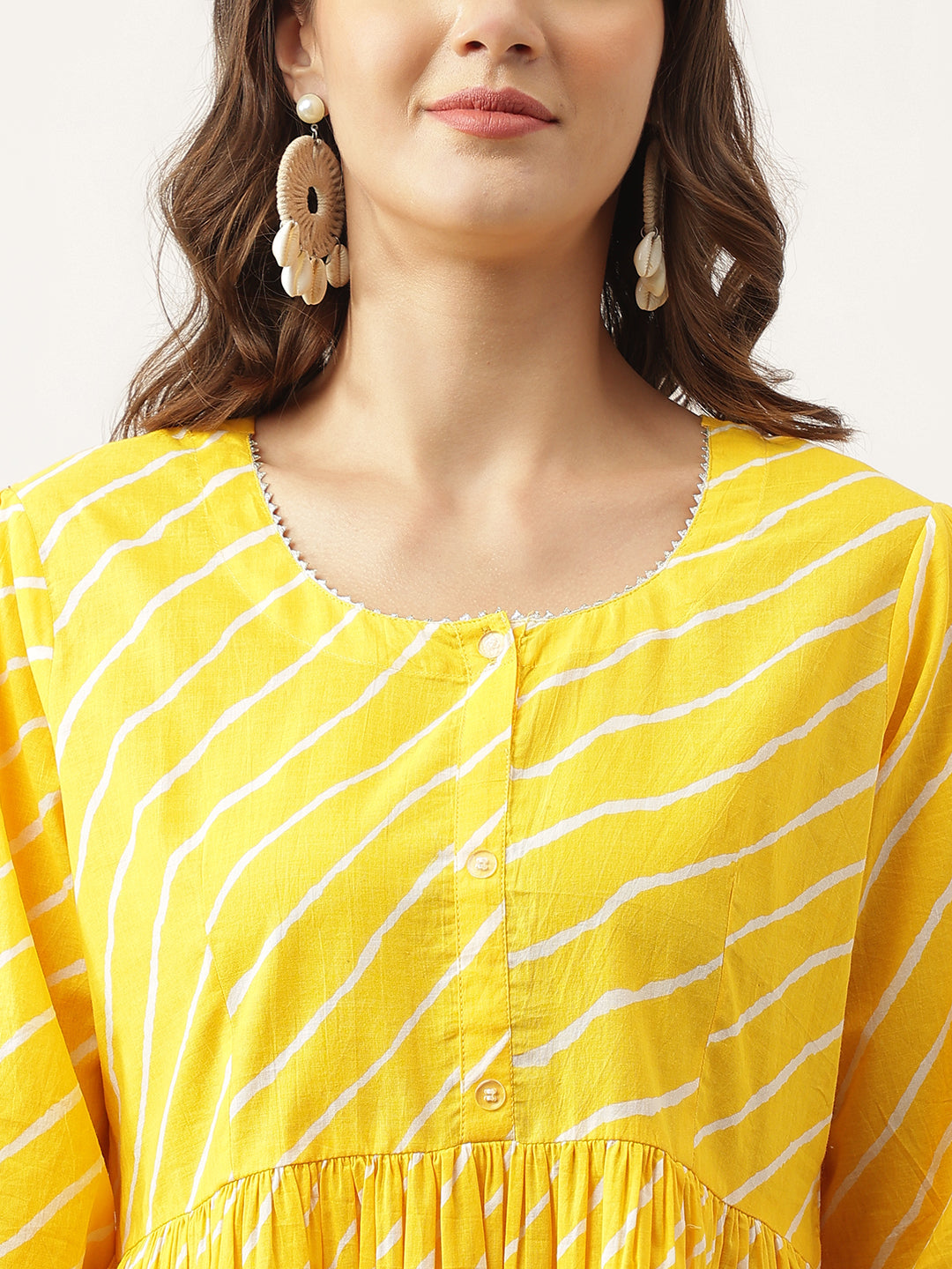 Leheriya Rayon Yellow Regular Top | LASVINI - Redefining Indian Fashion with Elegance