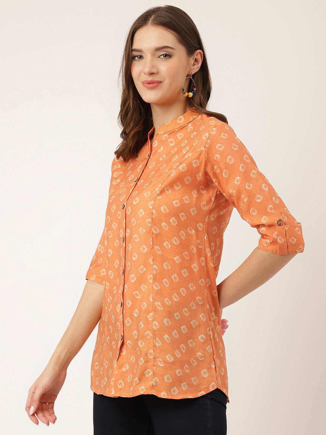 Mustard Printed Chanderi Silk Regular Top | LASVINI - Redefining Indian Fashion with Elegance