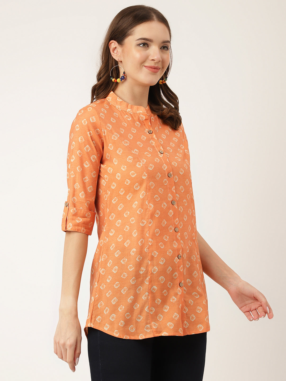 Mustard Printed Chanderi Silk Regular Top | LASVINI - Redefining Indian Fashion with Elegance